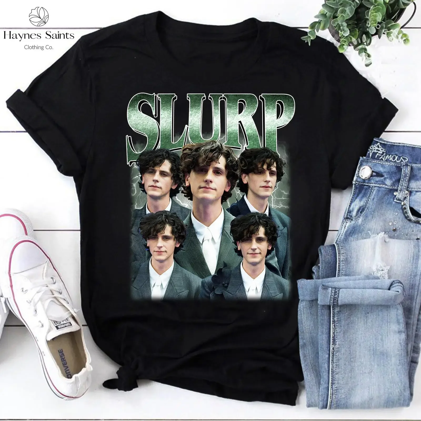 Vintage SLURP Timothee Chalamet Bootleg T shirt 90s Retro Celebrity For Fans vintage Washed Stylish Versatile homme Breathable