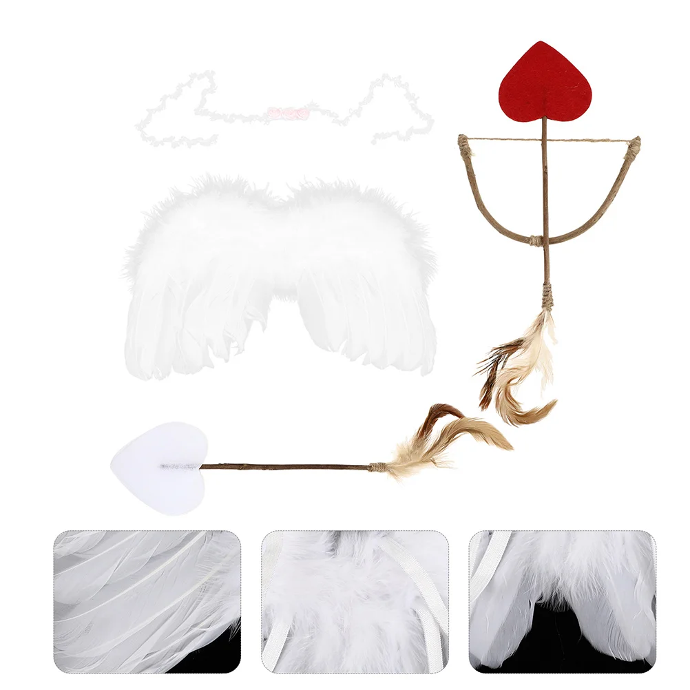 10 Pcs Cupid Wings Photo Props Costume for Girls Arrow Clothing Valentine's Day Accessory Wooden Angel