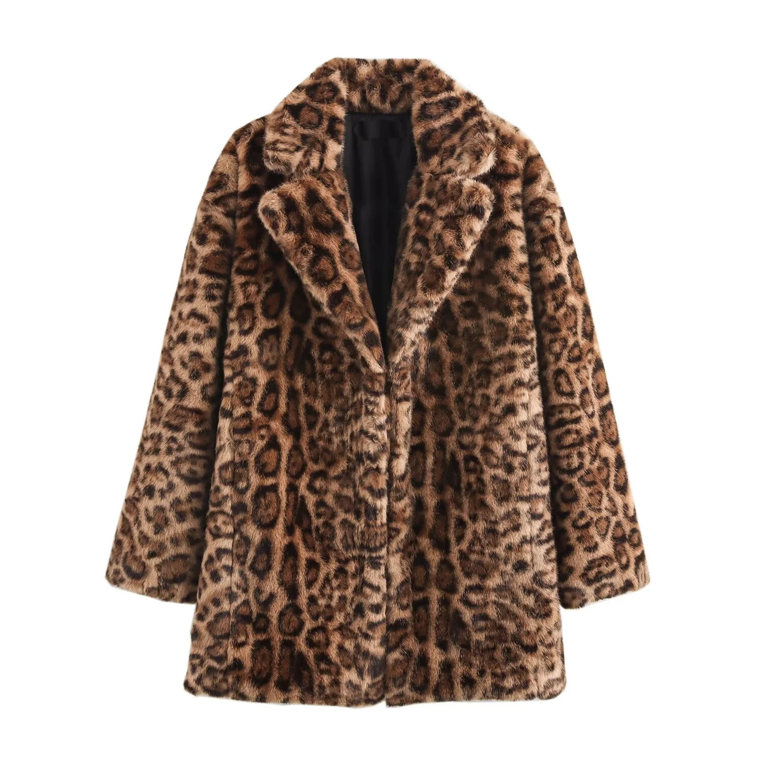 UNIZERA women's coat jacket long sleeved lapel animal print with pockets autumn new coat jacket