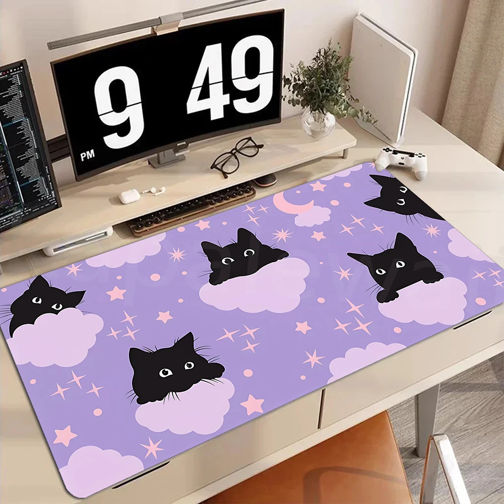 

Mouse Pad Non-slip Gaming Mousepad Black Pink Cat in Cloud Gamer Mouse Mat Game Mechanical Keyboard XXL Desk Mat