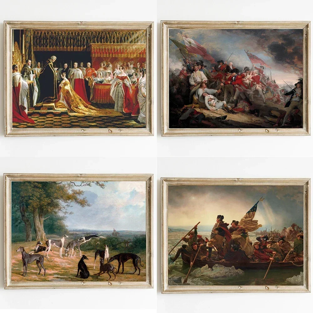 Jacques–Laurent Agasse Prints Nine Greyhounds in a Landscape Print Poster Italian Greyhound English Manor Home Art Canvas Print