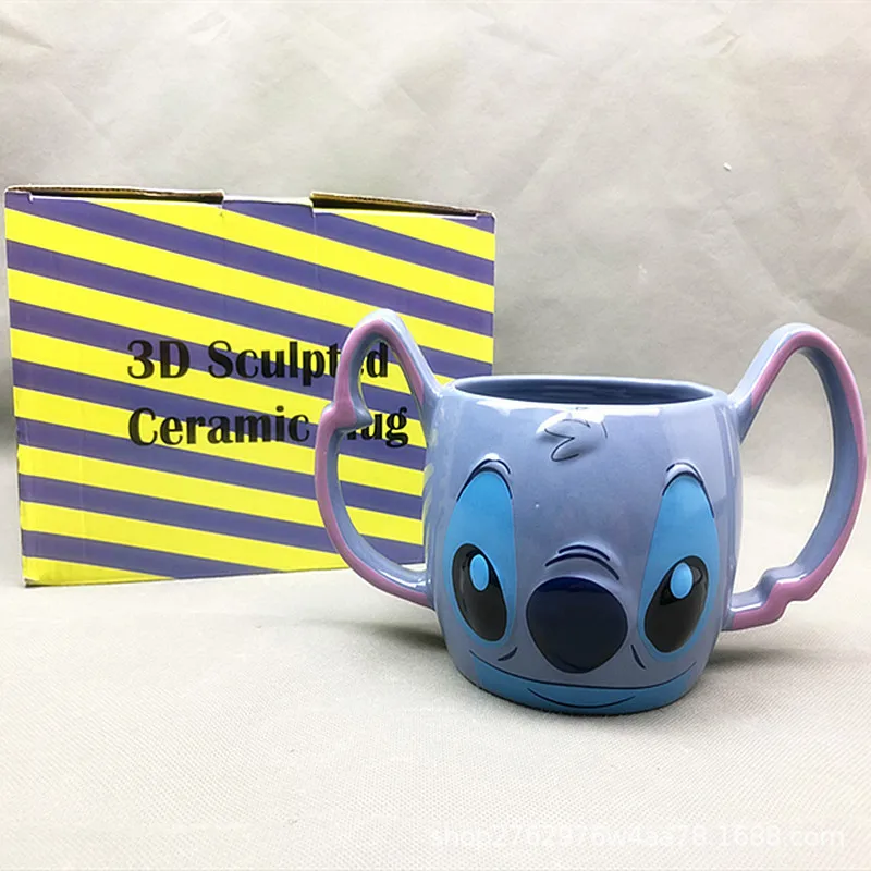 Disney Stitch 3D Ceramic Water Cup Cartoon Ugly Cute High Capacity Stereoscopic Mark Cup Anime Peripheral Girls' Holiday Gifts