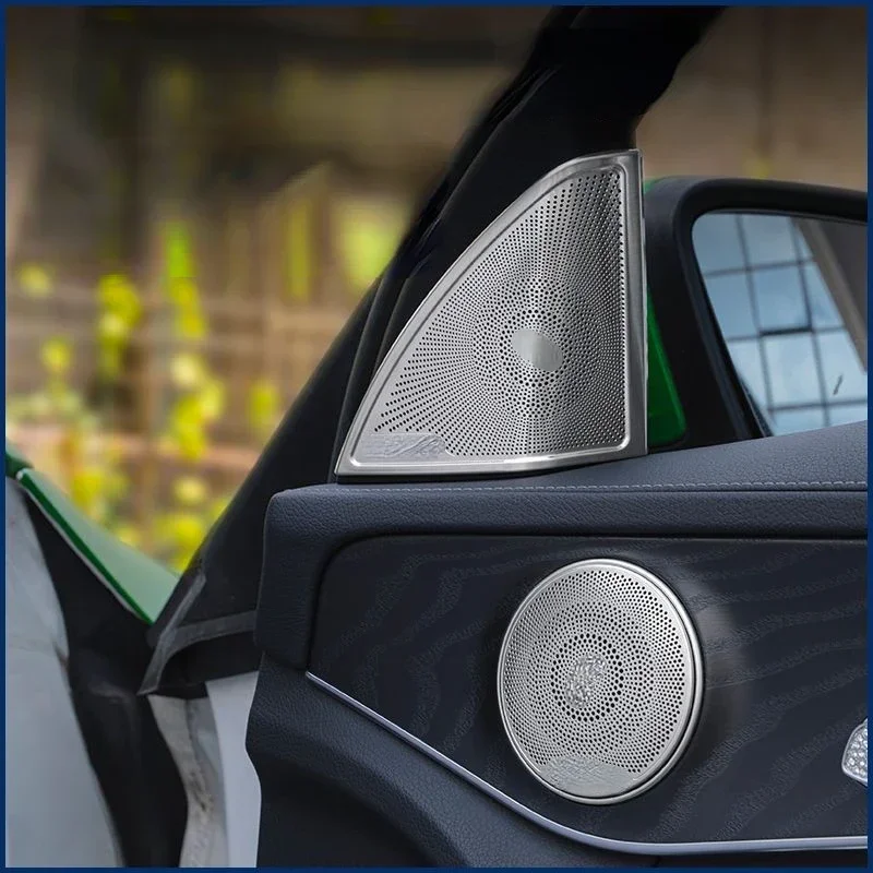

For Mercedes Benz C E Class GLC W205 W213 X253 2015-2023 Stainless Steel Car Door Trumpet Treble Speaker Cover Car Accessories