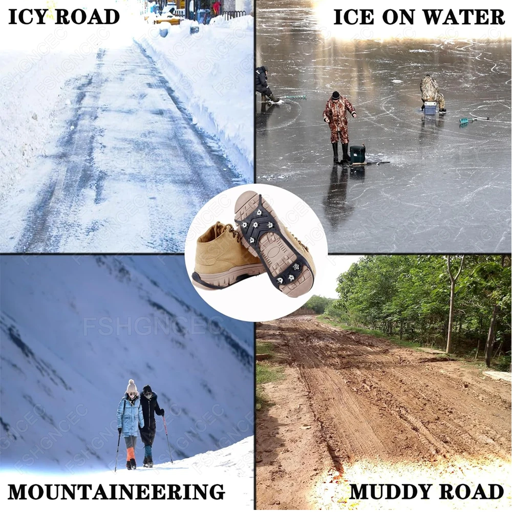 Picture 5: 1Pair Ice Gripper Spike for Shoes Winter Outdoor Anti-Slip Hiking Mountain Climbing 8 Teeth Snow Crampons Anti-slip Shoe Covers