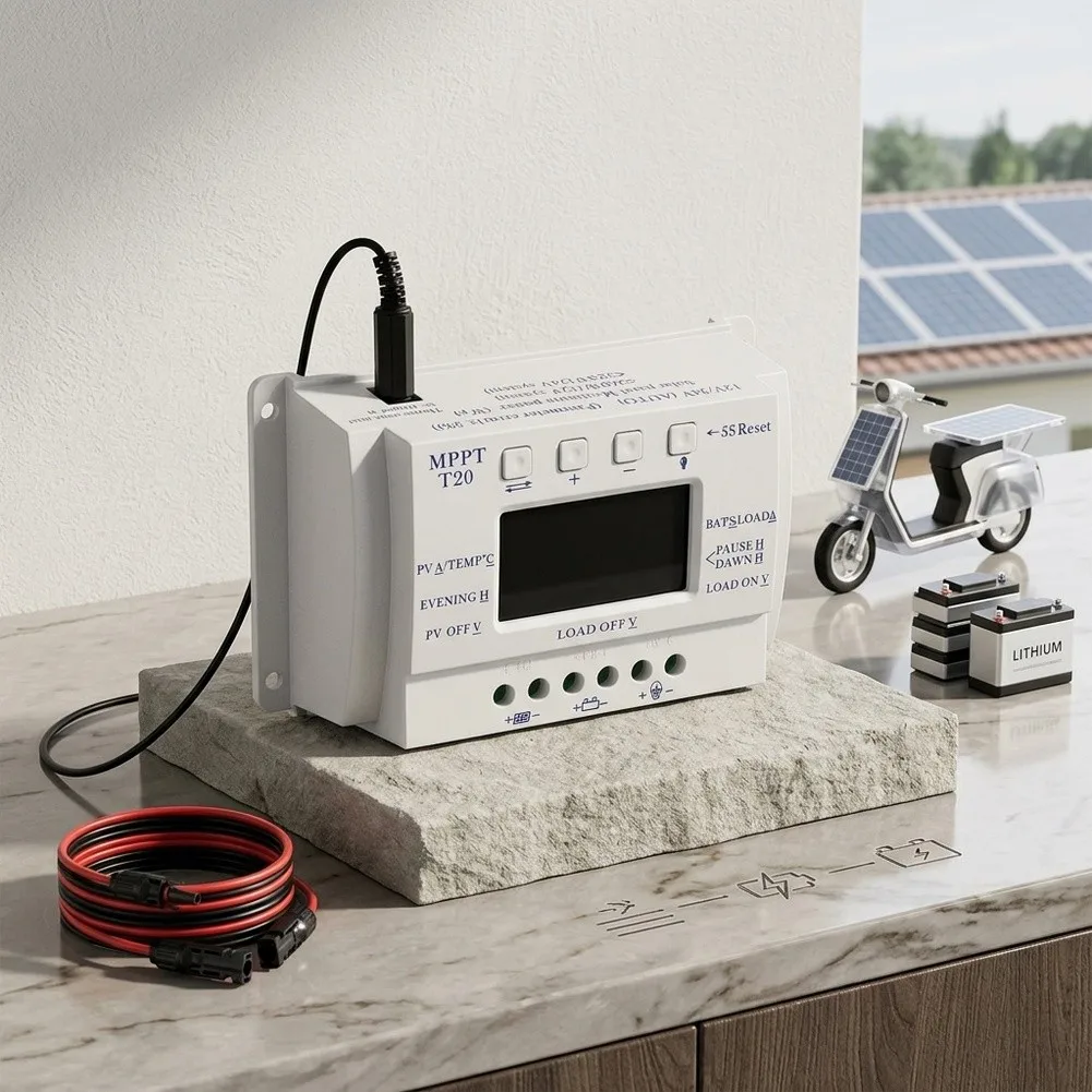12V 24V 20A Solar Charge Controller Using For PWM Regulation with LCD Status Display and Separate Evening Morning Timer Settings