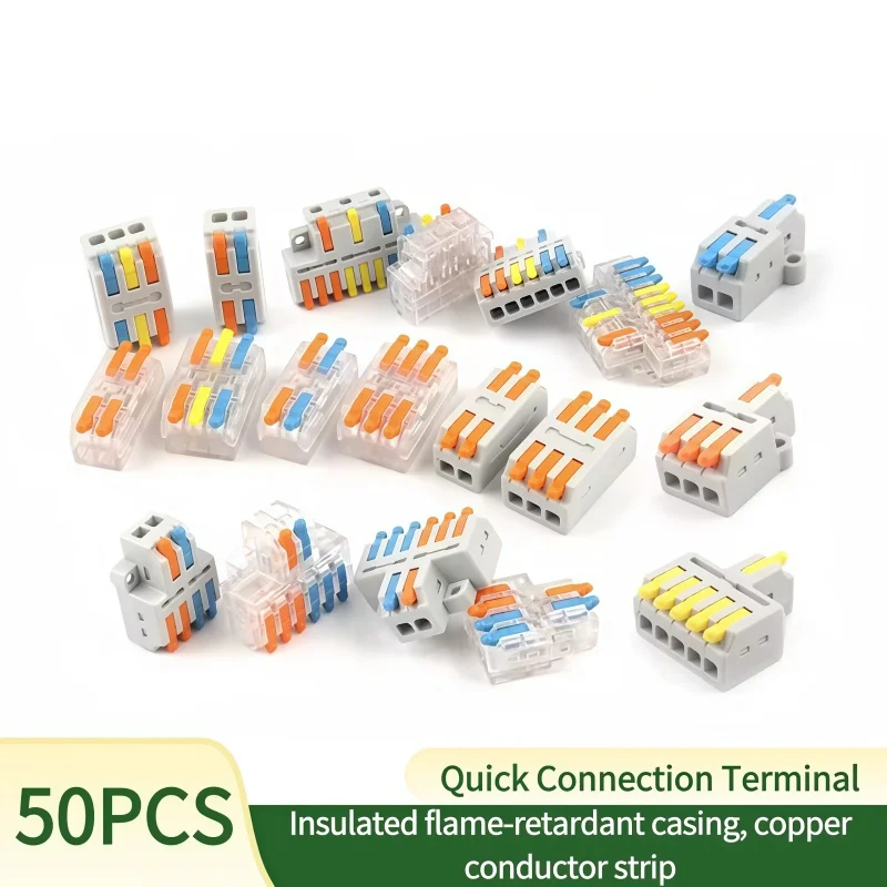 Mini Quick Wire Conductor Connector Universal Compact 2/3 Pin Splicing Push-inTerminal Block 1 in multiple out with fixing Hole