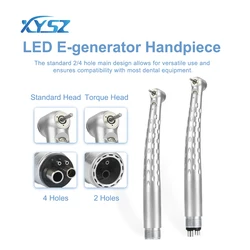 XYSZ Dental LED High Speed Handpiece Standard Head Air Turbine E-Generator Ceramic Bearing Dentist Tips Triple Water Spray