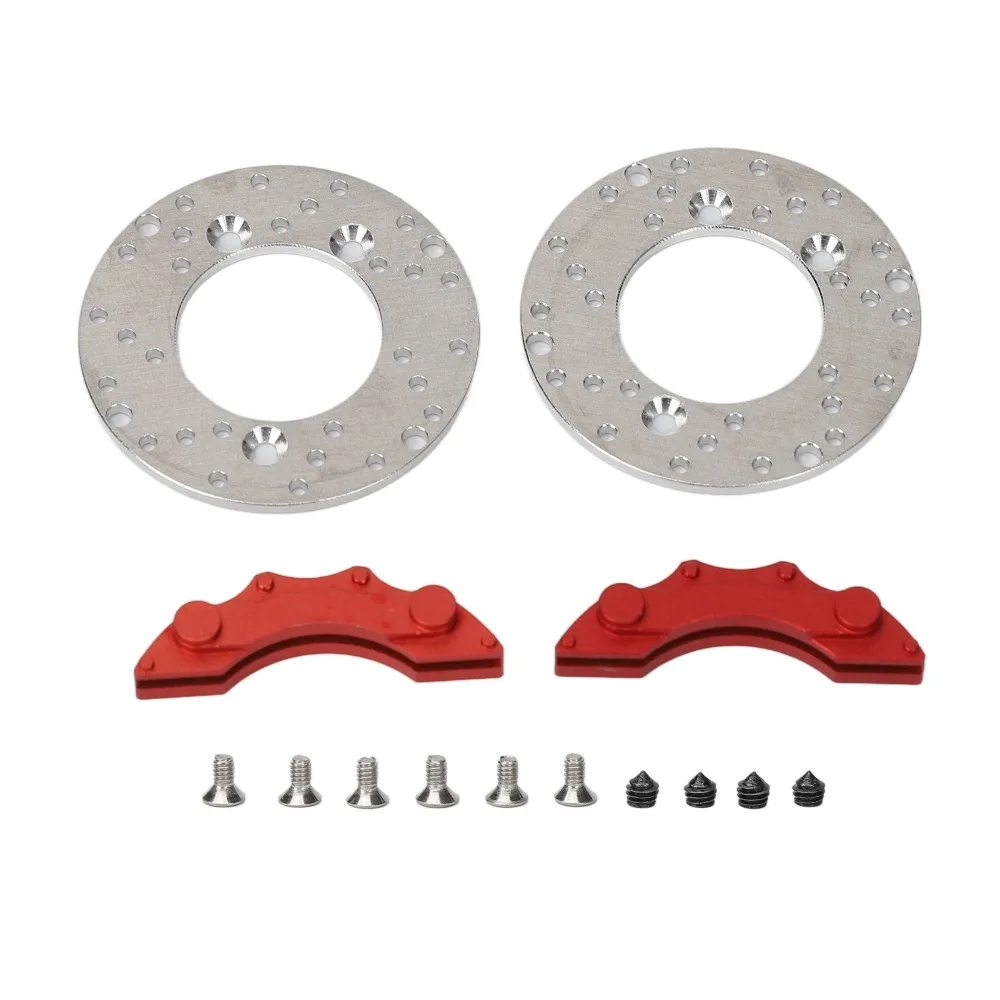 2 Pcs/Set Aluminum Alloy RC Wheel Brake Disc RC Upgrade Part Silver RC Brake Caliper Set for Traxxas TRX4/TRX6 1/10 RC Cars