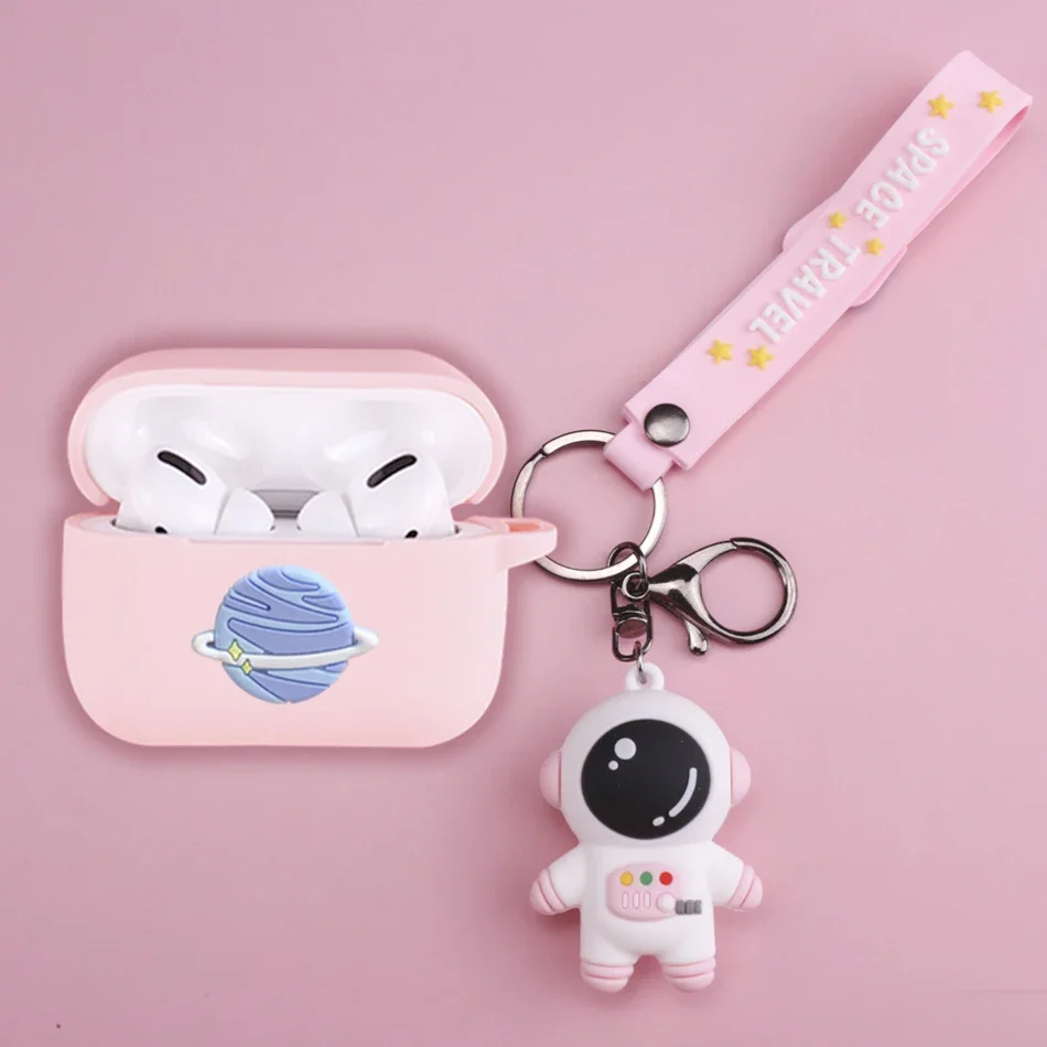 การ์ตูนนักบินอวกาศ/ไดโนเสาร์สำหรับ Xiaomi Redmi Buds 3 Lite กรณีซิลิโคนหูฟังพร้อมพวงกุญแจ Redmi Buds3 Lite กรณี