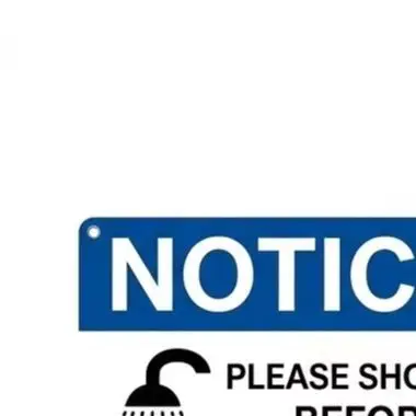 12x8 Inch Pool Shower Notice Tin Sign Bilingual English Spanish Blue Metal Sign for Outdoor Pool Areas Spas Hotels Durability