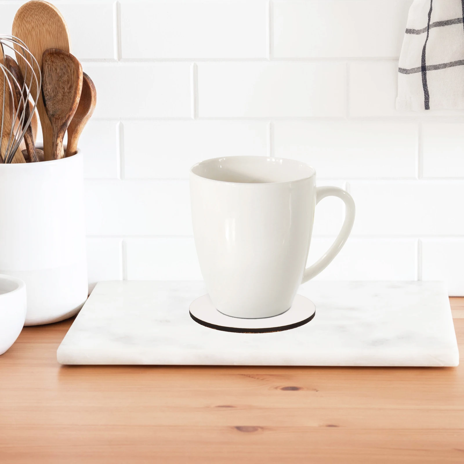 

10Pcs Sublimation Coasters Wooden Heat Transfer DIY Cup Mats Blanks for Home Decor No Scratch Furniture Protection