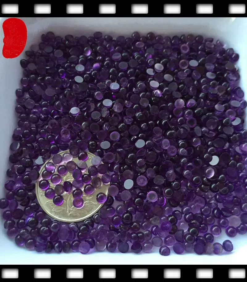 Wholesale 20pcs/pack Natural Amethyst 4mm 5mm Round Shape Semi-Precious Gemstone Jewlery Cabochon Ring Face For Jewelry