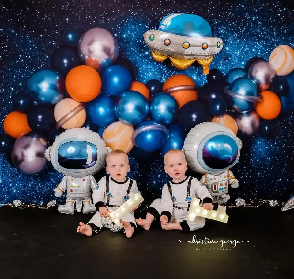 Space Astronaut Backdrops Kids Baby Photography Props Child Birthday Cake Smash Decors Universe Spaceship Background