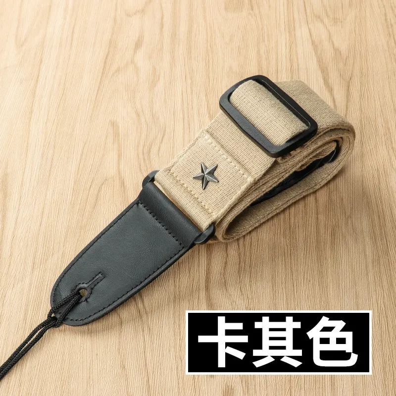 Cotton Guitar Strap, Adjustable Crossbody Shoulder Belt for Folk Acoustic Wooden Guitar