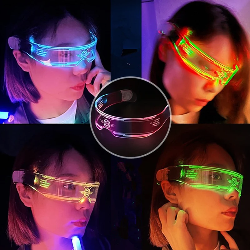 Fashion Luminous Decorative Glasses Neon Party Decoration LED Sunglasses For Nightclub DJ Dance Music Festival Rave