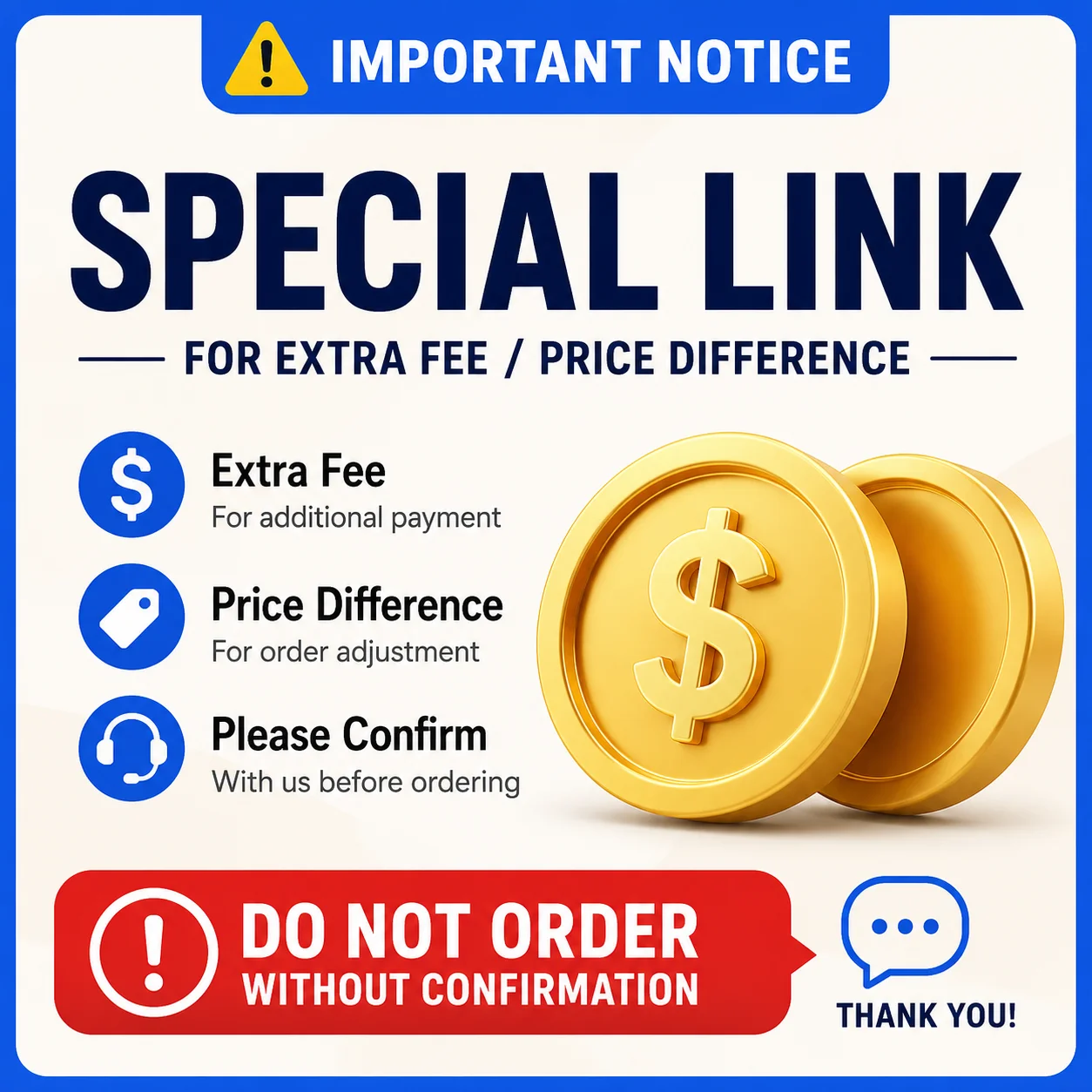 (No Shipping)Special Link for Extra Fee / Price Difference – Do Not Order Without Confirmation