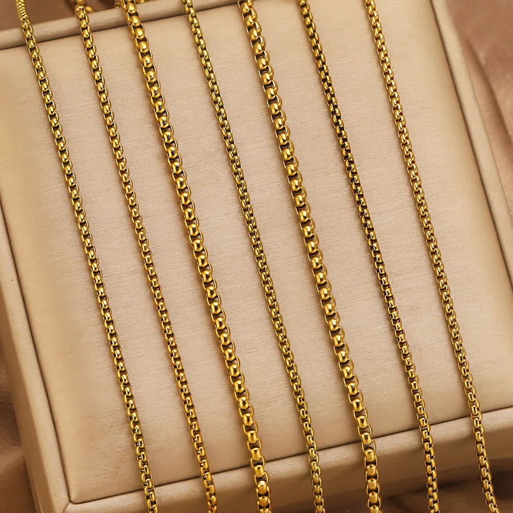 

2M Width 2/2.5/3mm Stainless Steel Box Chains Link Chain Gold Plated DIY Necklaces Bracelet Jewelry Making Accessories Materials