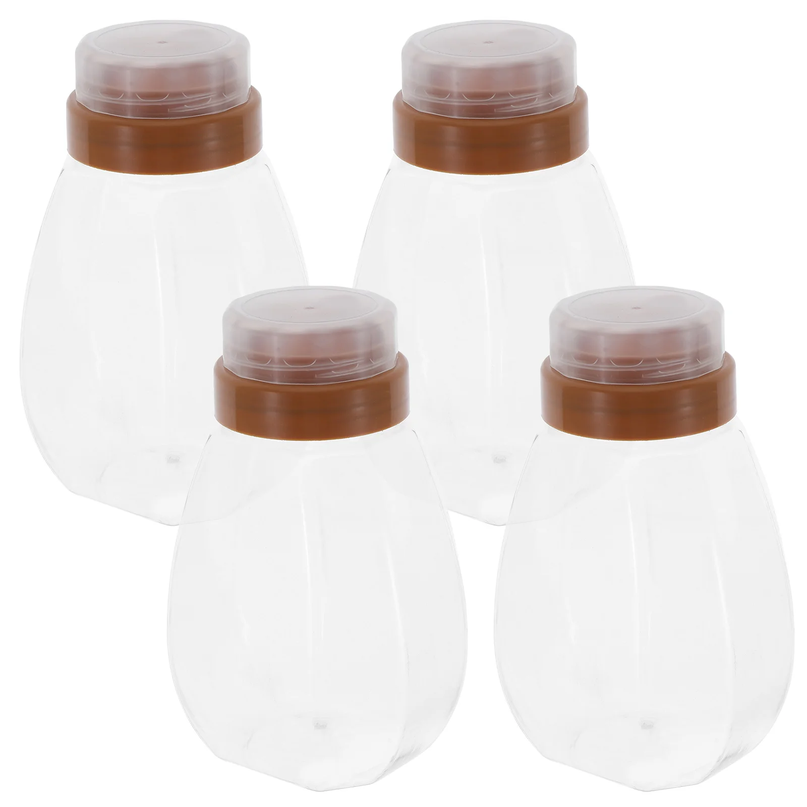 

4 Pcs Honey Pot Portable Cup Holder Plastic Squeeze Bottles Jars with White Lids Jam Storage The Pet Clear Transparent Flavor