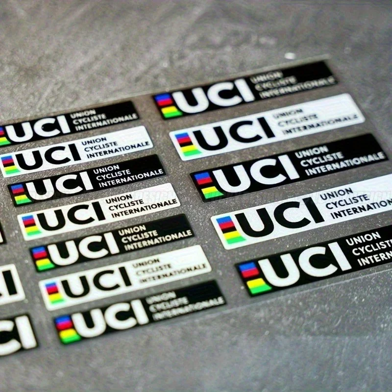 

6 Sheets UCI Bicycle Decorative Stickers Aerodynamic Design Vinyl Decals for Road Bike Motorcycle Car Exterior Decoration