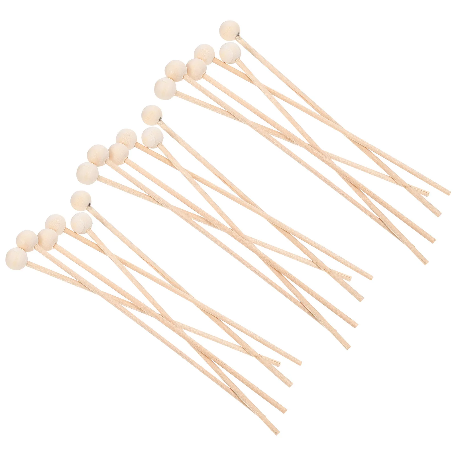 100Pcs Wooden Honey Dipper Stick Smooth Finish Round Bead Shape Bright Color Exquisite Craft for Jam Milk Soup Coffee Stirring