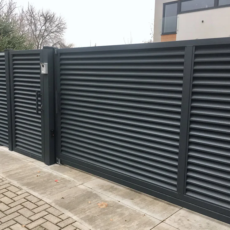 Aluminium Louver Main Gates House Villa External Front Entry Automated Sliding Aluminum Fence Gate Designs