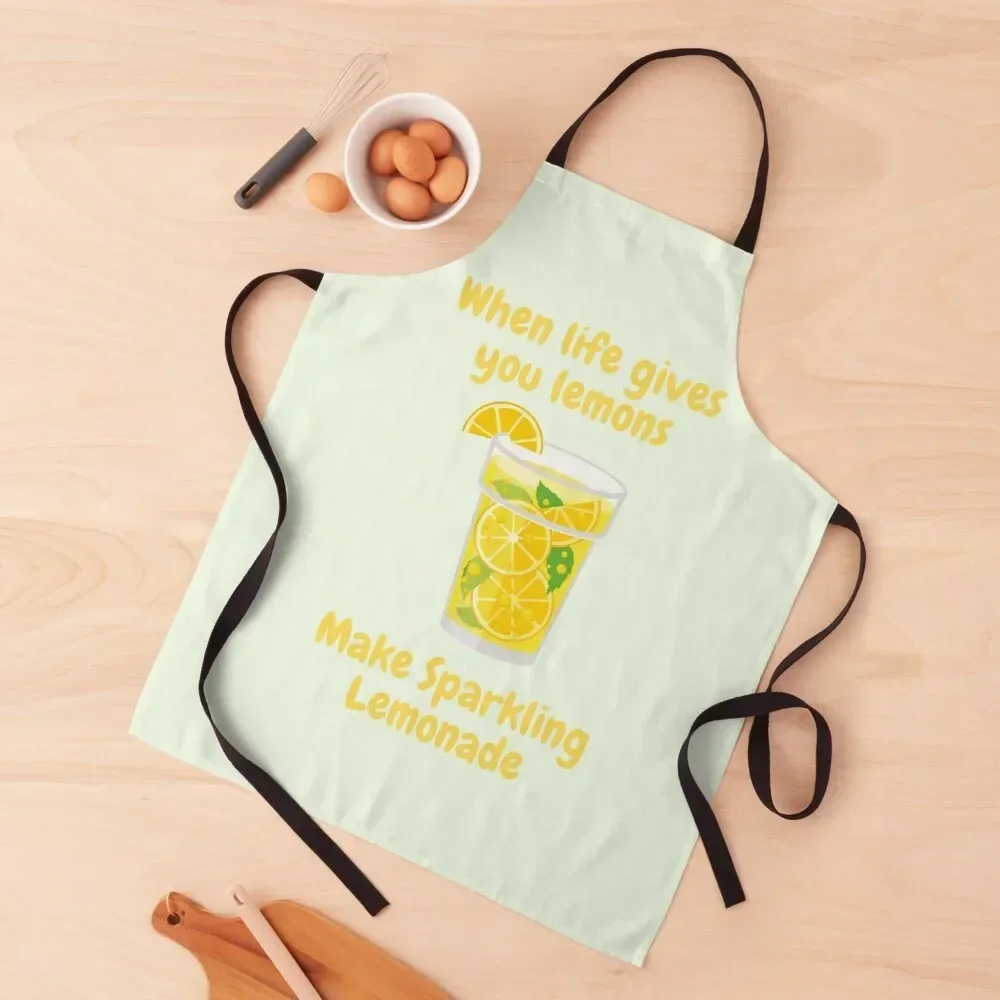 

When life gives you lemons make sparkling lemonade Apron chefs for home useful pieces Kitchen Handle For Women men Apron