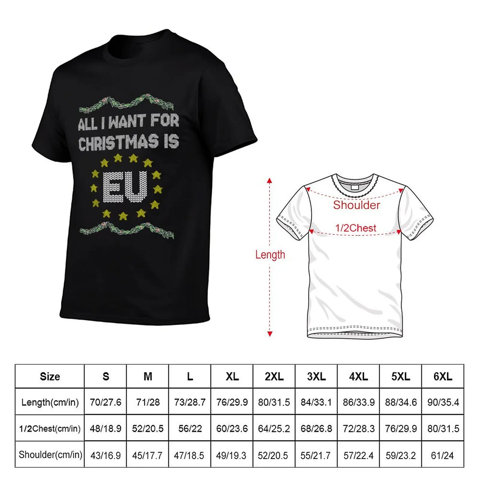 Anti Brexit All I Want for Christmas is EU T-Shirt Casual Breathable Short Sleeve Top