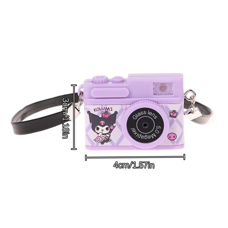 Correa de muñeca modelo de cámara SLR con disparador Flash, juguetes de cámara de casa de muñecas, Mini collar de cámara Sanrio, colgante de muñeca para vestir