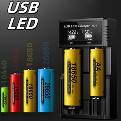 USB LCD Battery Smart Charger 1 / 2 Slots Dual For 18650 3.7V Rechargeable Lithium Battery For 1.2V NI-MH AA / AAA Battery