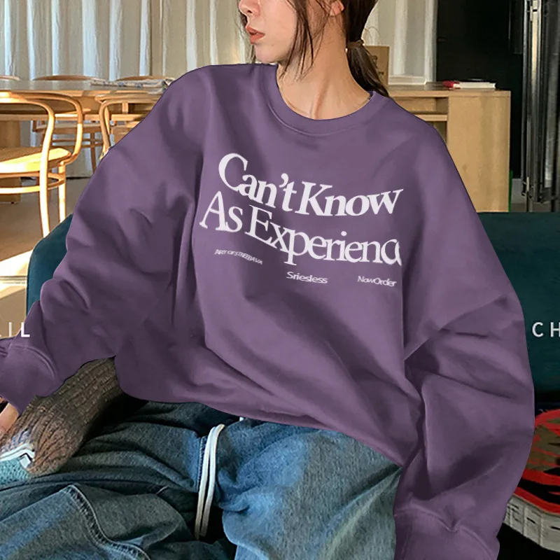 Autumn Letter Sweatshirt Round Neck Long Sleeve Base Layer Top 2025 Spring Loose-fit Korean Women Casual Sweatshirt Women