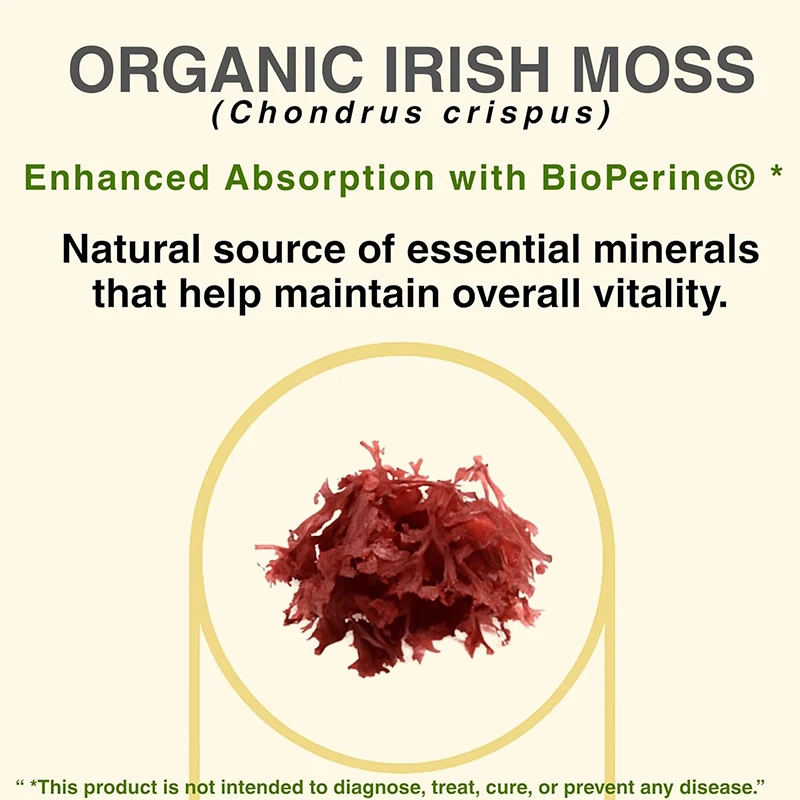 Moss fusion complex, organic seaweed, bladder burdock and burdock root combination, 60 vegan capsules