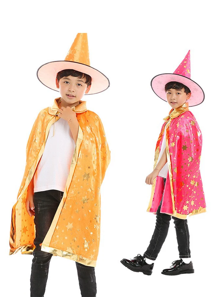 Children's Halloween Show Witch Demon Costumes Kid's Cloak Five-Star Cloak Magician's Cloak Makeup Ball Stage Costumes
