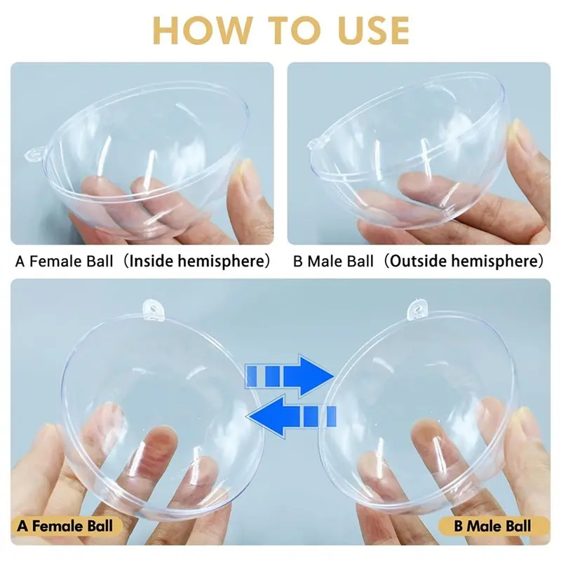 LLCS-Clear Fillable Plastic Ornament Balls 30Pcs DIY Christmas Holiday Decor Spheres (60Mm)