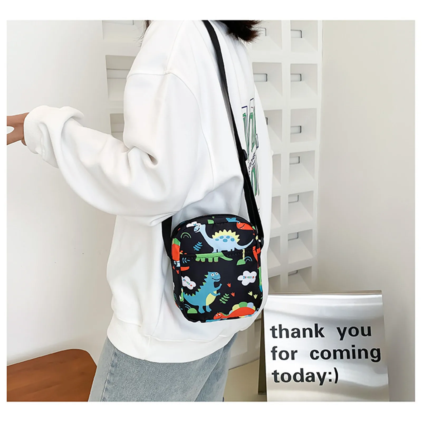 Children Messenger Bag Cute Cartoon Dinosaur Mini Crossbody Shoulder Bag for Baby Girls Boys Coin Purse Zipper Money Phone Pouch