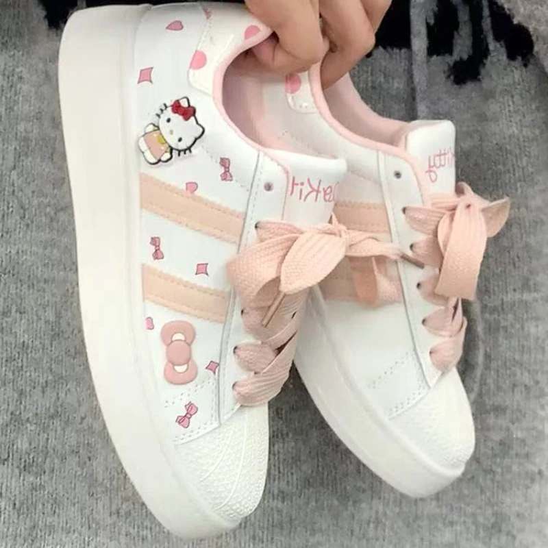 

Kids'Casual Shoes Sneakers Cartoon Hello Kitty PU Leather For Girls Printed Anti-slip Breathable Blue Pink Shoes Size 26-37