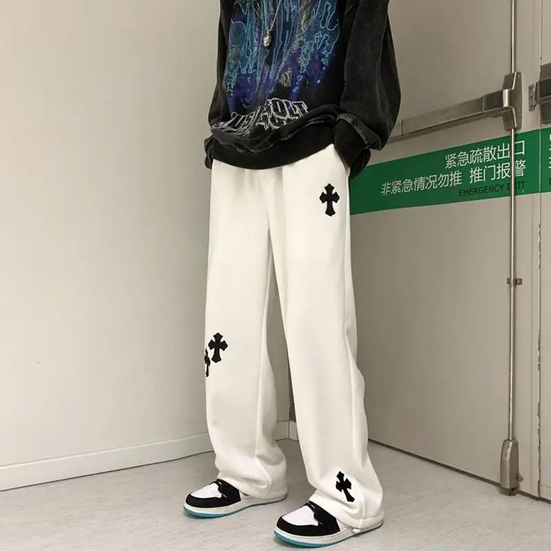 brand printed casual pants for men in spring and autumn high street trendy and handsome American sweatpants loose wide leg pants