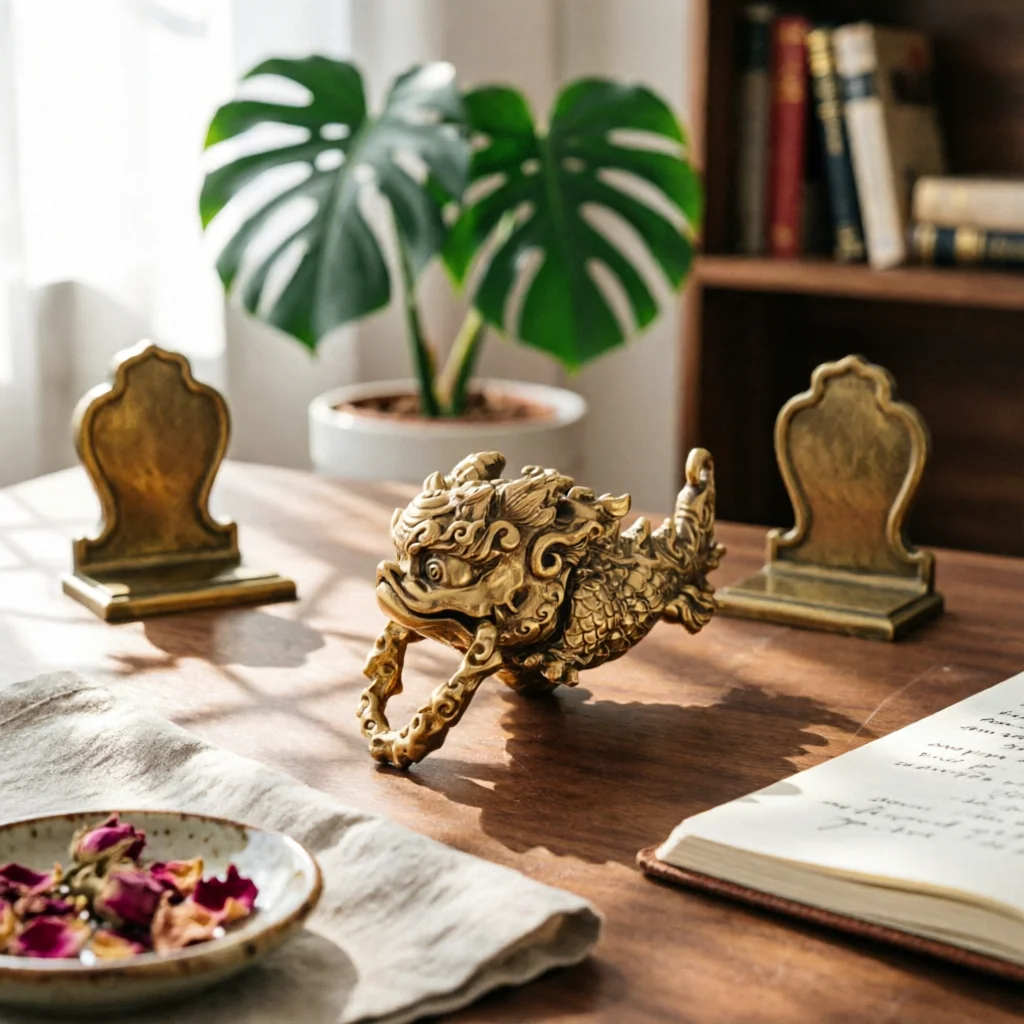 Chi Dragon Charm Curled Flames Dragon Charm Ornament Fashion Accessory 3D Design Decorative Item Compact for Desk Display