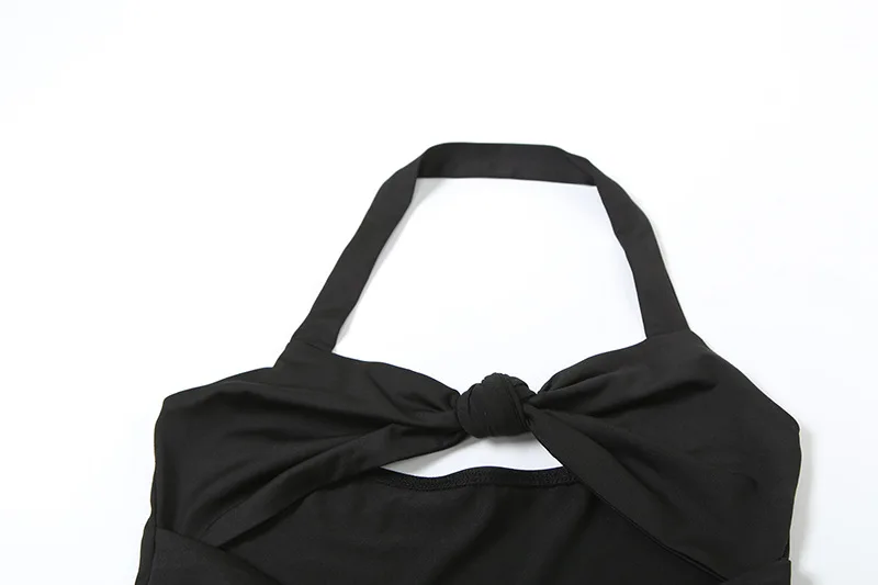 여성 섹시한 솔리드 매듭 속이 빈 홀터넥 백 레스 Bodycon 맥시 드레스 셔링 민소매 슬림 클럽 파티 긴 가운 휴일 의상