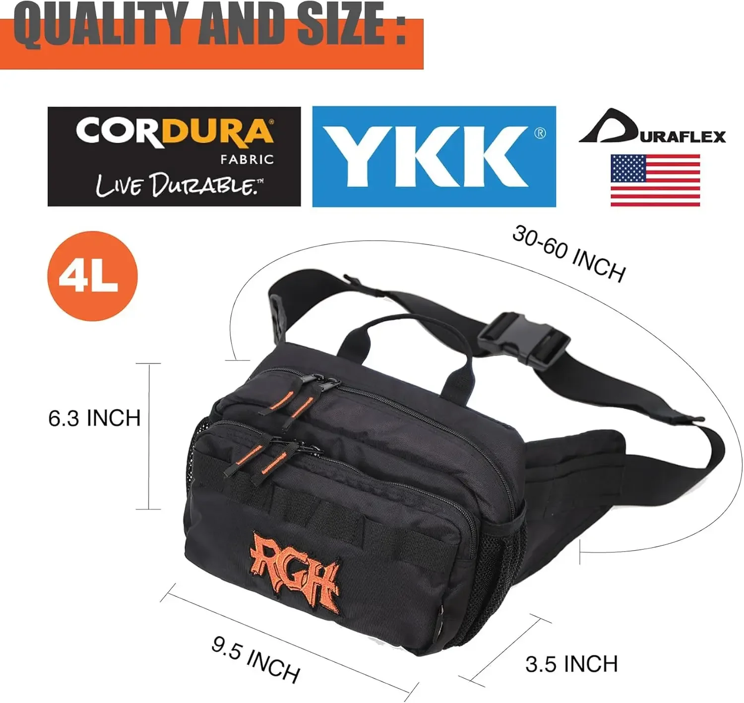 حزمة فاني تكتيكية خشنة بما فيه الكفاية للرجال، حقائب خصر عصرية عبر الجسم مع نظام مولي مقاومة للعواصف