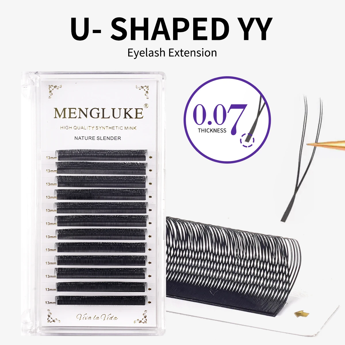 

MENGLUKE U YY Eyelash Extensions Matte Black Double Tips Individual Lashes 8-15mm Mix C D Curl Handmade Volume Lash Wholesale