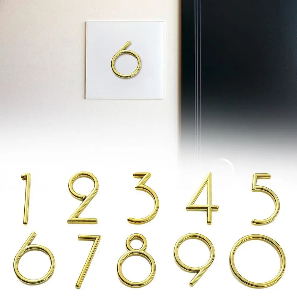 Creative Door Number Sign Gold Sticker Number Digit Plate Sign Door Label Universal Address Sign Stickers Home Hardware