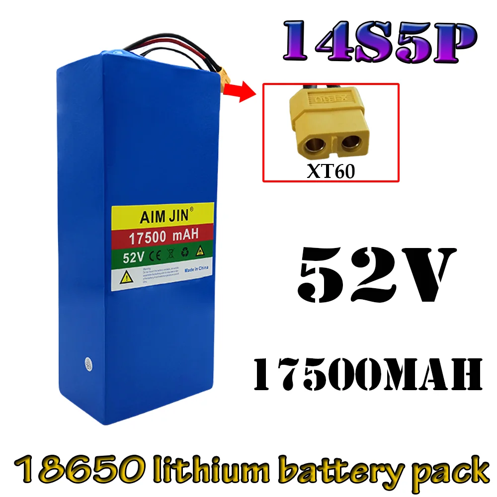 52V 14S5P 15000mAh 18650 1500W Lithium Battery for Balance Car, Electric Bicycle, Scooter, Tricycle