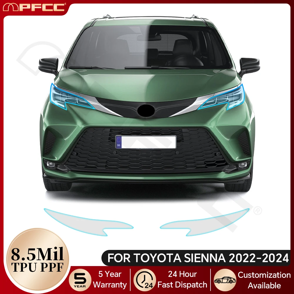 

For Toyota Sienna 2022-2024 Headlight Rearview Door Extended TPU Paint Protection Film Pre-cut PPF Bra Clear Kit Anti-scratch