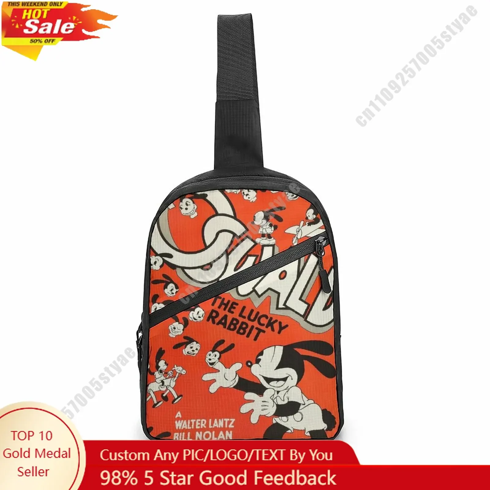 

Oswald Chest Bag Disney Customized Personalized Photos Text Logo Lightweight Travel Sling Waterproof Shoulder Bag