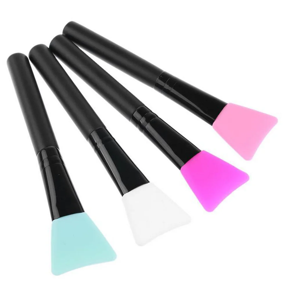 4pcs Silicone Face Mask Brush Flat Head Hairless Applicator For Facial Mud Body Lotion Butter Hygienic Sensitive Skin Use