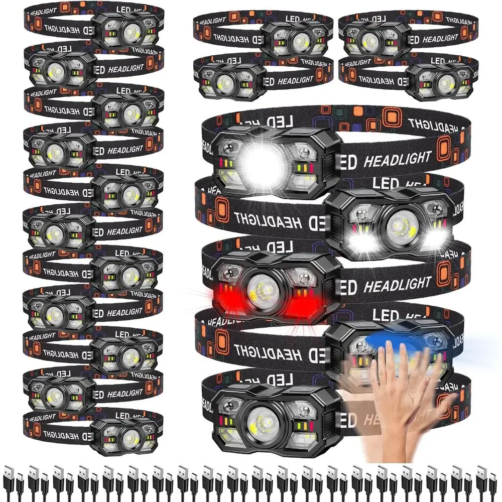 

Набор из 20 светодиодных перезаряжаемых фонарей с датчиком движения для кемпинга, походов, бега, велоспорта, а также для дома