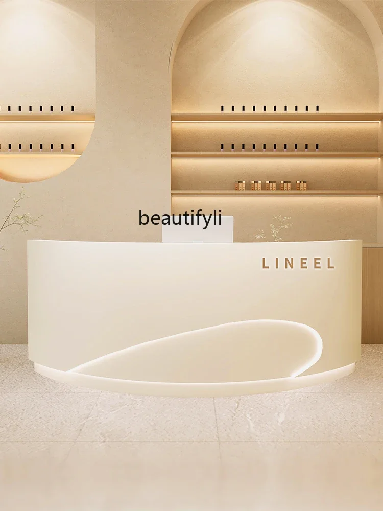 Light Luxury Clothing Store Beauty Salon Special Cashier Desk Medical Beauty Company Front Desk Reception Table Arc Paint