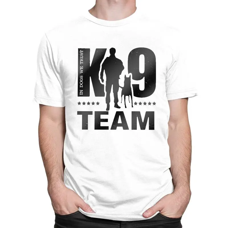 Custom K-9 Team K9 Unit Malinois T Shirts for Men Pure Cotton Tee Belgian Shepherd Dog Tshirt Short Sleeve Fashion T-shirt