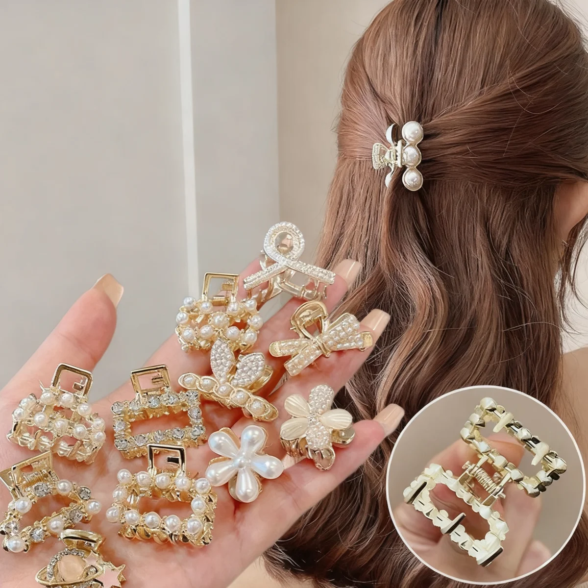 

DOWELL Мини-заколка для волос из сплава для полузаколки, маленькие боковые заколки для укладки коротких волос