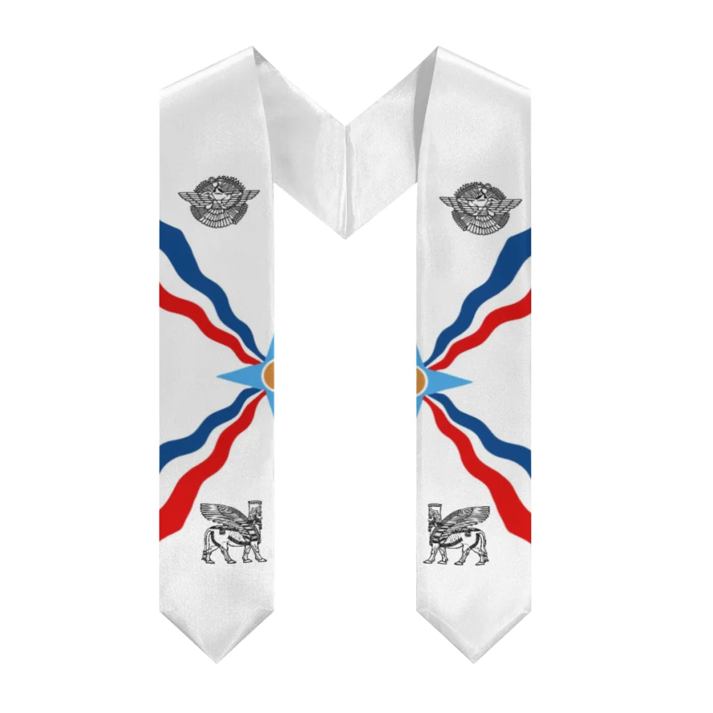 

2026 Assyria Flag Scarf Top Print Graduation Sash Stole International Study Abroad Adult Unisex Party Accessory